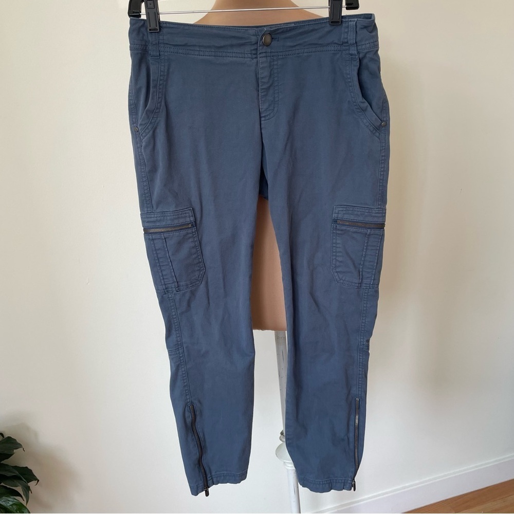 Athleta Iron Blue Organic Cotton Cargo Zipper Boulder Ankle Pants 349782 Size 4